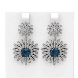 6.5 ctw London Topaz & Diamond Earrings 18K White Gold