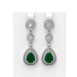 10.92 ctw Emerald & Diamond Earrings 18K White Gold