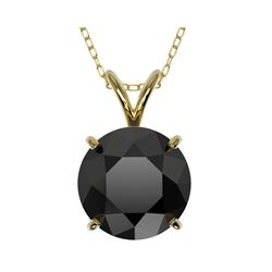 2.50 ctw Fancy Black Diamond Solitaire Necklace 10K Yellow Gold