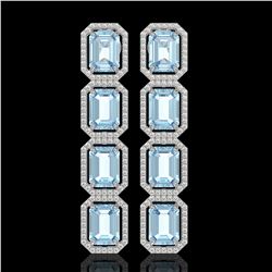 19.49 ctw Aquamarine & Diamond Micro Pave Halo Earrings 10K White Gold