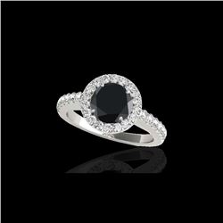 1.65 ctw Certified VS Black Diamond Solitaire Halo Ring 10K White Gold
