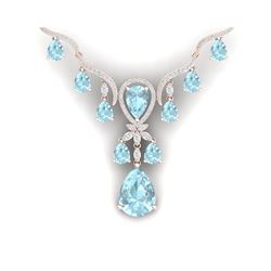 38.14 ctw Sky Topaz & VS Diamond Necklace 18K Rose Gold