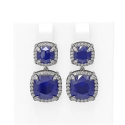 15.93 ctw Sapphire & Diamond Earrings 18K White Gold