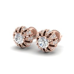2.01 ctw VS/SI Diamond Art Deco Micro Pave Stud Earrings 18K Rose Gold