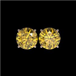 5 ctw Certified Intense Yellow Diamond Stud Earrings 10K Rose Gold