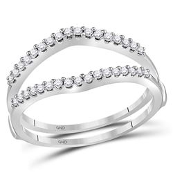 14kt White Gold Round Diamond Ring Guard Wrap Enhancer Wedding Band 1/4 Cttw