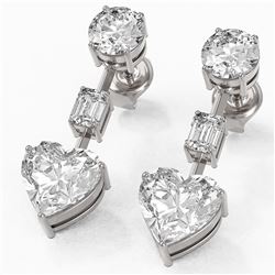 5 ctw Heart Diamond Designer Earrings 18K White Gold