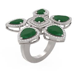 15.43 ctw Emerald Diamond Ring 18K White Gold