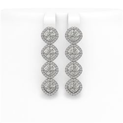 5.85 ctw Cushion Cut Diamond Micro Pave Earrings 18K White Gold