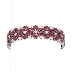55.24 ctw Ruby & Diamond Bracelet 18K White Gold