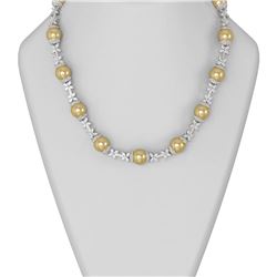 29 ctw Diamond and Pearl Necklace 18K White Gold