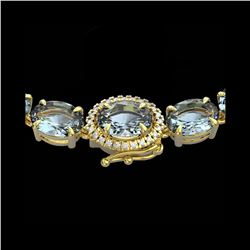 45.25 ctw Sky Blue Topaz & Diamond Micro Necklace 14K Yellow Gold
