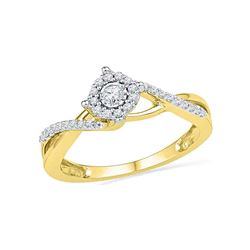 10kt Yellow Gold Round Diamond Solitaire Twist Promise Bridal Ring 1/5 Cttw
