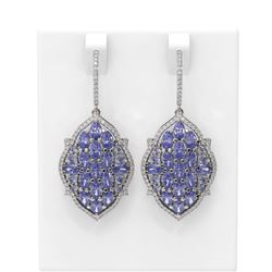 12.55 ctw Tanzanite & Diamond Earrings 18K White Gold