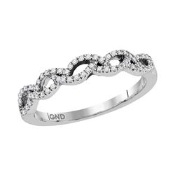 10kt White Gold Round Diamond Woven Band Ring 1/5 Cttw