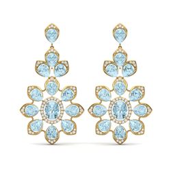 53.34 ctw Sky Topaz & VS Diamond Earrings 18K Yellow Gold