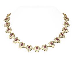 26.3 ctw Ruby & Diamond Necklace 18K Yellow Gold
