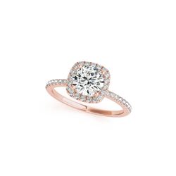 1 ctw Certified VS/SI Diamond Halo Ring 18K Rose Gold