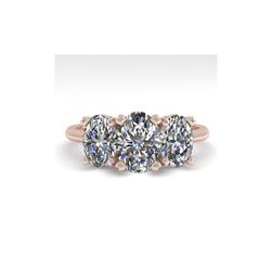 2.0 ctw Oval Cut VS/SI Diamond 3 Stone Designer Ring 14K Rose Gold