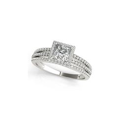 0.76 ctw Certified VS/SI Cushion Diamond Halo Ring 18K White Gold