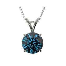 1.29 ctw Certified Intense Blue Diamond Necklace 10K White Gold