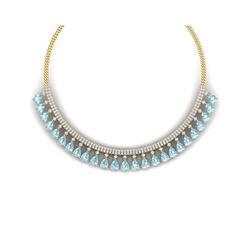 43.05 ctw Sky Topaz & VS Diamond Necklace 18K Yellow Gold
