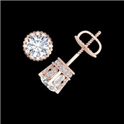 3 ctw VS/SI Diamond Art Deco Stud Earrings 18K Rose Gold