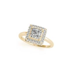 1.05 ctw Certified VS/SI Princess Diamond Halo Ring 18K Yellow Gold