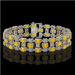 12.7 ctw Fancy Citrine & Diamond Row Bracelet 10K White Gold