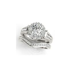 1.86 ctw Certified VS/SI Diamond 2pc Wedding Set Halo 14K White Gold