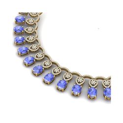 45.56 ctw Tanzanite & VS Diamond Necklace 18K Rose Gold