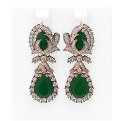 14.63 ctw Emerald & Diamond Earrings 18K Rose Gold