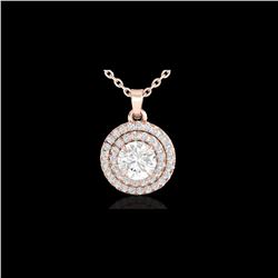 1 ctw Micro Pave VS/SI Diamond Solitaire Necklace Halo 14K Rose Gold