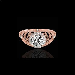 1.22 ctw Certified Diamond Solitaire Halo Ring 10K Rose Gold