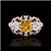 Image 2 : 2.26 ctw Intense Fancy Yellow Diamond Art Deco Ring 18K Rose Gold