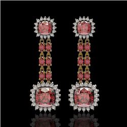 18.38 ctw Tourmaline & Diamond Earrings 14K Yellow Gold