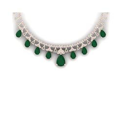56.94 ctw Emerald & VS Diamond Necklace 18K Rose Gold