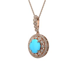 4.81 ctw Turquoise & Diamond Victorian Necklace 14K Rose Gold