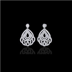 3 ctw Micro Pave VS/SI Diamond Earrings Designer 18K White Gold