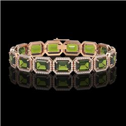 36.51 ctw Tourmaline & Diamond Micro Pave Halo Bracelet 10K Rose Gold