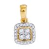Image 1 : 10kt Yellow Gold Round Diamond Square Cluster Pendant 1/10 Cttw