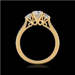 1.67 ctw VS/SI Diamond Solitaire Art Deco 3 Stone Ring 18K Yellow Gold