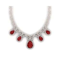 38.42 ctw Ruby & VS Diamond Necklace 18K Rose Gold