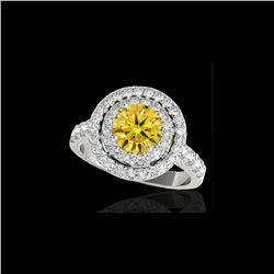 2.25 ctw Certified SI/I Fancy Intense Yellow Diamond Ring 10K White Gold