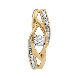 10kt Yellow Gold Round Diamond Vertical Suspended Cluster Pendant .03 Cttw