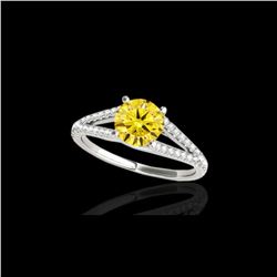 1.25 ctw Certified SI/I Fancy Intense Yellow Diamond Ring 10K White Gold