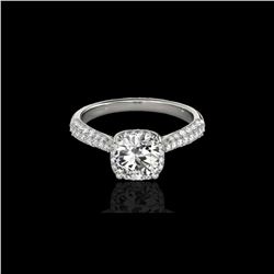 1.50 ctw Certified Diamond Solitaire Halo Ring 10K White Gold