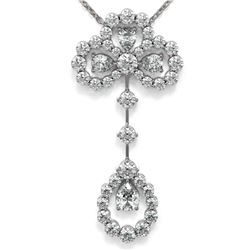3.25 ctw Pear Cut Diamond Designer Necklace 18K White Gold