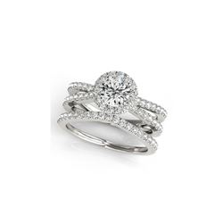 1.78 ctw Certified VS/SI Diamond 2pc Wedding Set Halo 14K White Gold