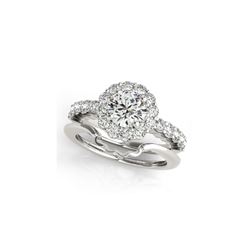 1.75 ctw Certified VS/SI Diamond 2pc Wedding Set Halo 14K White Gold